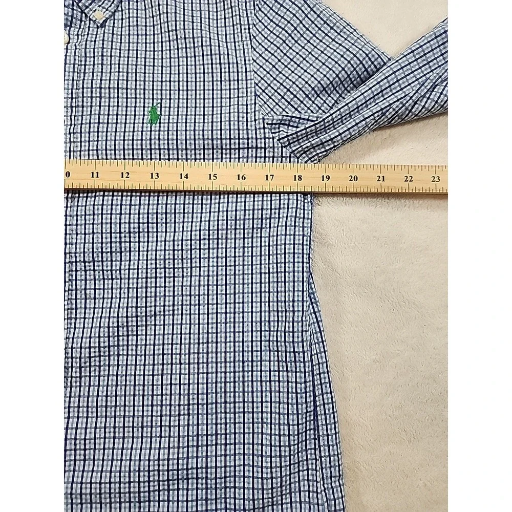Ralph Lauren Boys‎ Nautica Seersucker Long Sleeve Button Down Shirt, Navy  Large